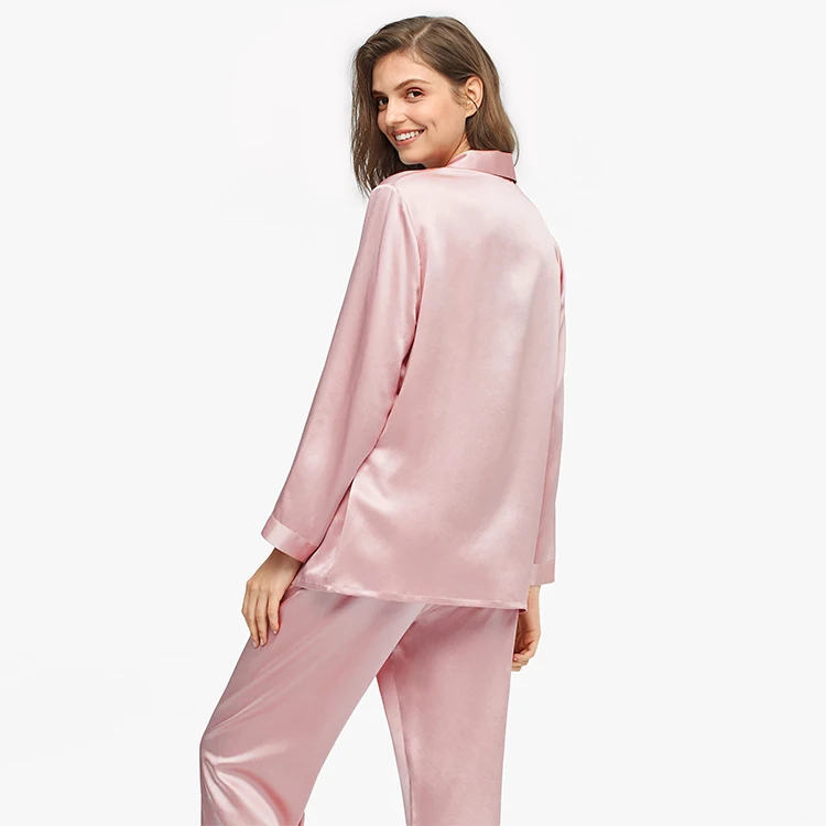 Luxury girls silk pajamas gown Loose fit V neckline resists skin aging 100% mulberry silk designer pajamas