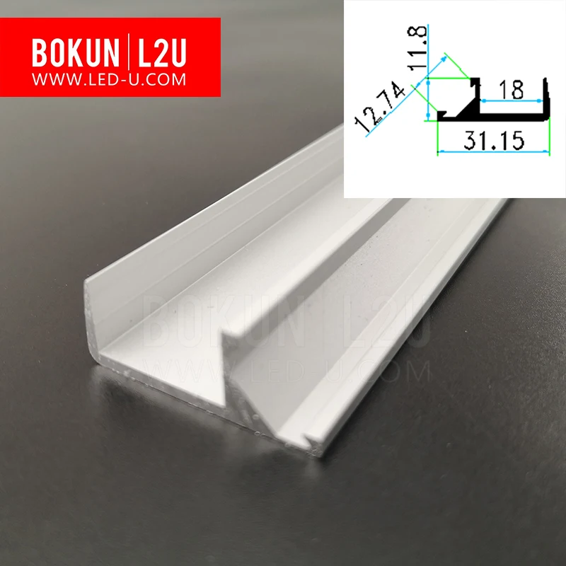  Индивидуальный алюминиевый сплав BOKUN L2U 6063 светодиодный профиль для поверхностного монтажа СВЕТОДИОДНАЯ лента Smd алюминиевая