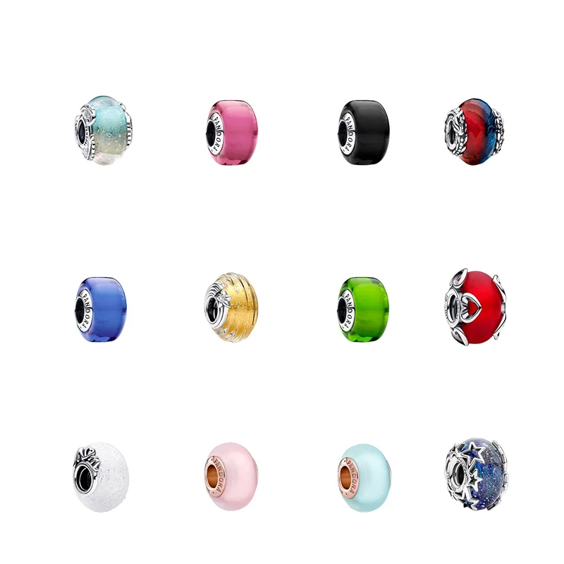 2024 New Factory High end Jewelry Design 100% 925 Sterling Silver Glass Charm Beads Suitable for Pan dora er Bracelets