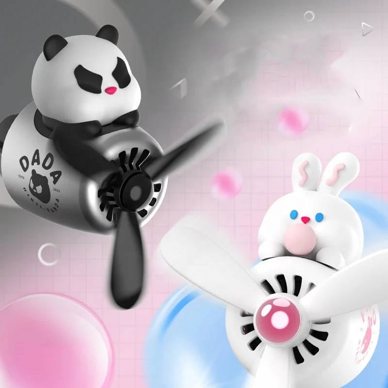 Car Air Freshener Bear Pilot Rotating Propeller Outlet Fragrance Interior Perfume Diffuse Auto Accessories Air Fresheners
