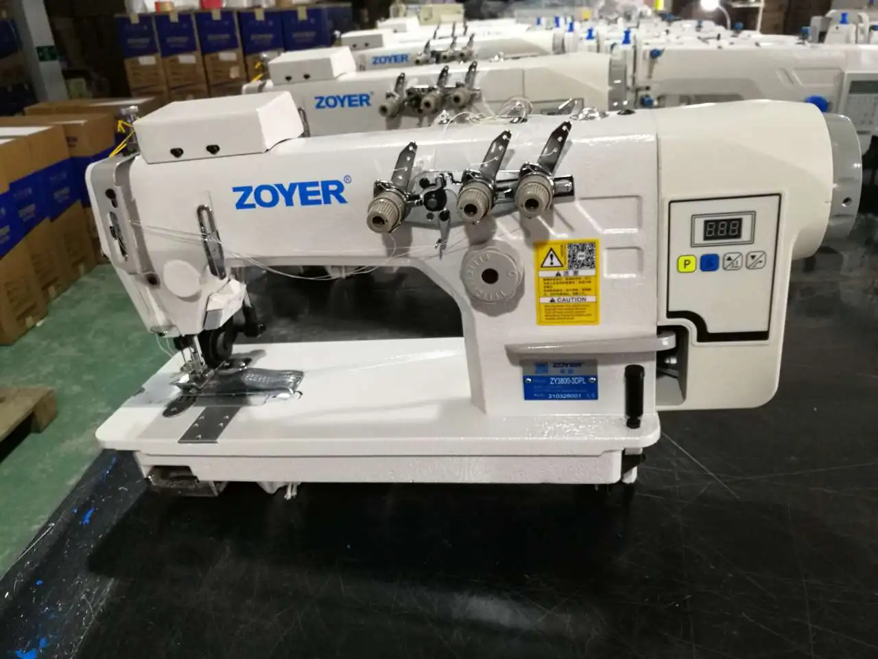 Hot Selling ZY3800-3DPL Direct Drive High Speed Three Needle Chain Stitch Sewing Machine With Puller Device for