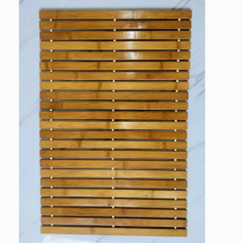 
2021 Natural Bamboo Anti slip Bath Mats Shower Waterproof Wooden Bathroom Floor Mat Hotel Non slip Bamboo Bath Mat 