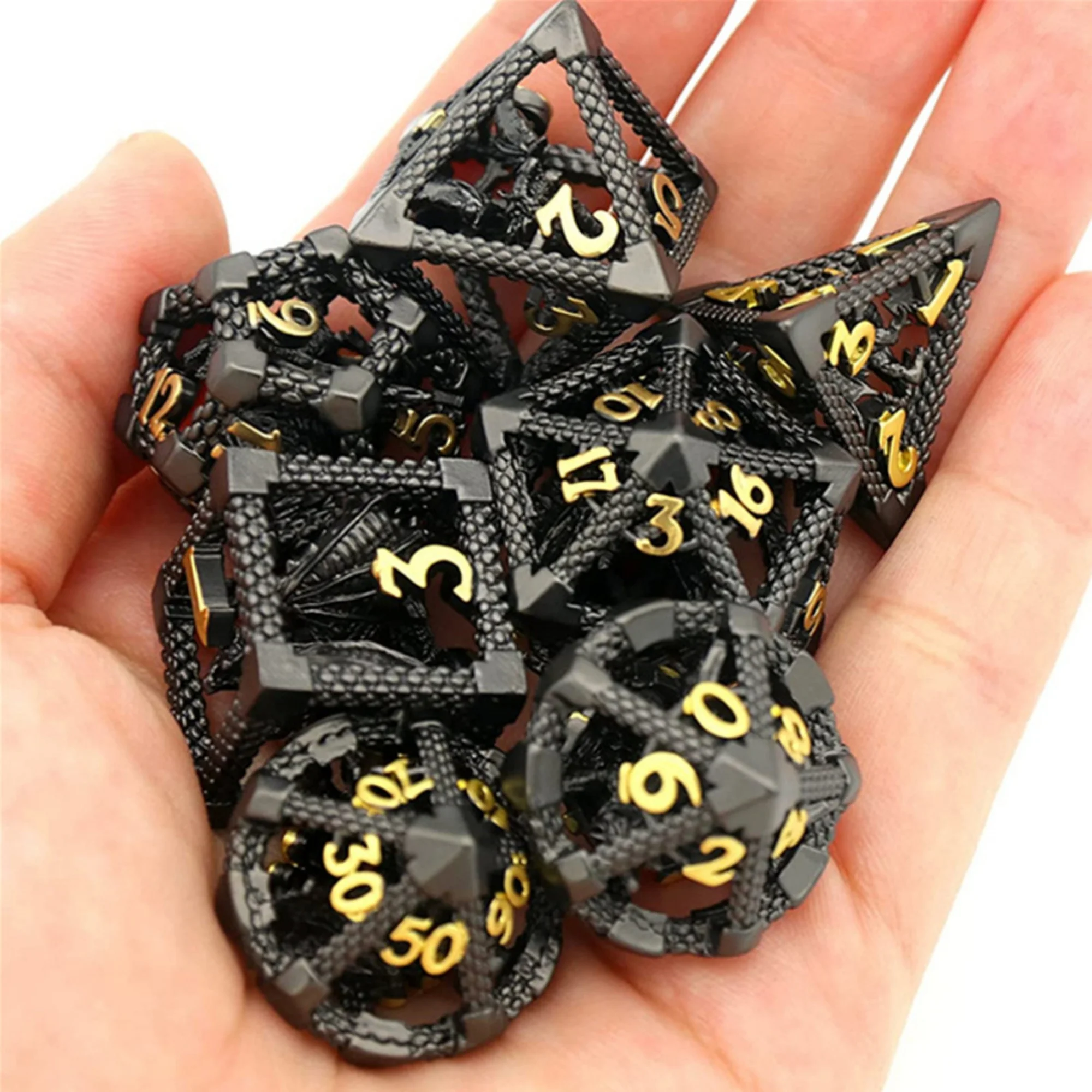 MINI PLANET DND Dice Set 3D Flying Dragon Metal Polyhedral Dice For TRPG Dungeons&Dragons Game Wholesale Custom DND Dice Metal