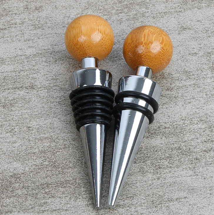 Free Samples Metal Heart-Shaped Wine Stopper with Cork and Rubber Silicone Made from Wood and Bamboo