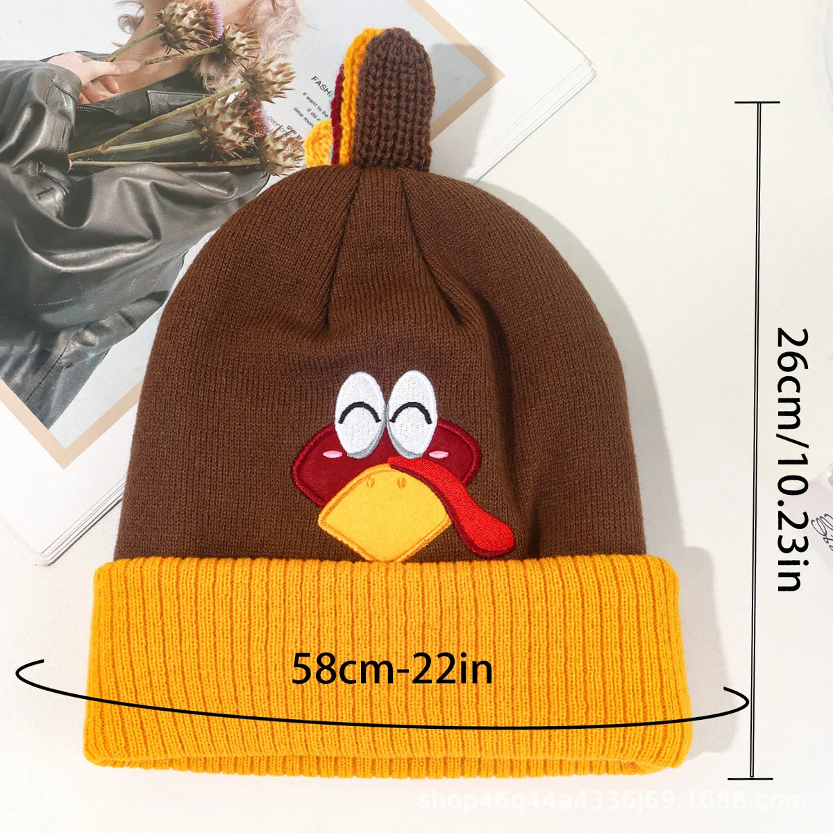 Winter Thanksgiving Turkey Hat Beanie with Pompom Fashion Woolen Warm Knit Cartoon Soft Headwear Funny Hat for Men Wome