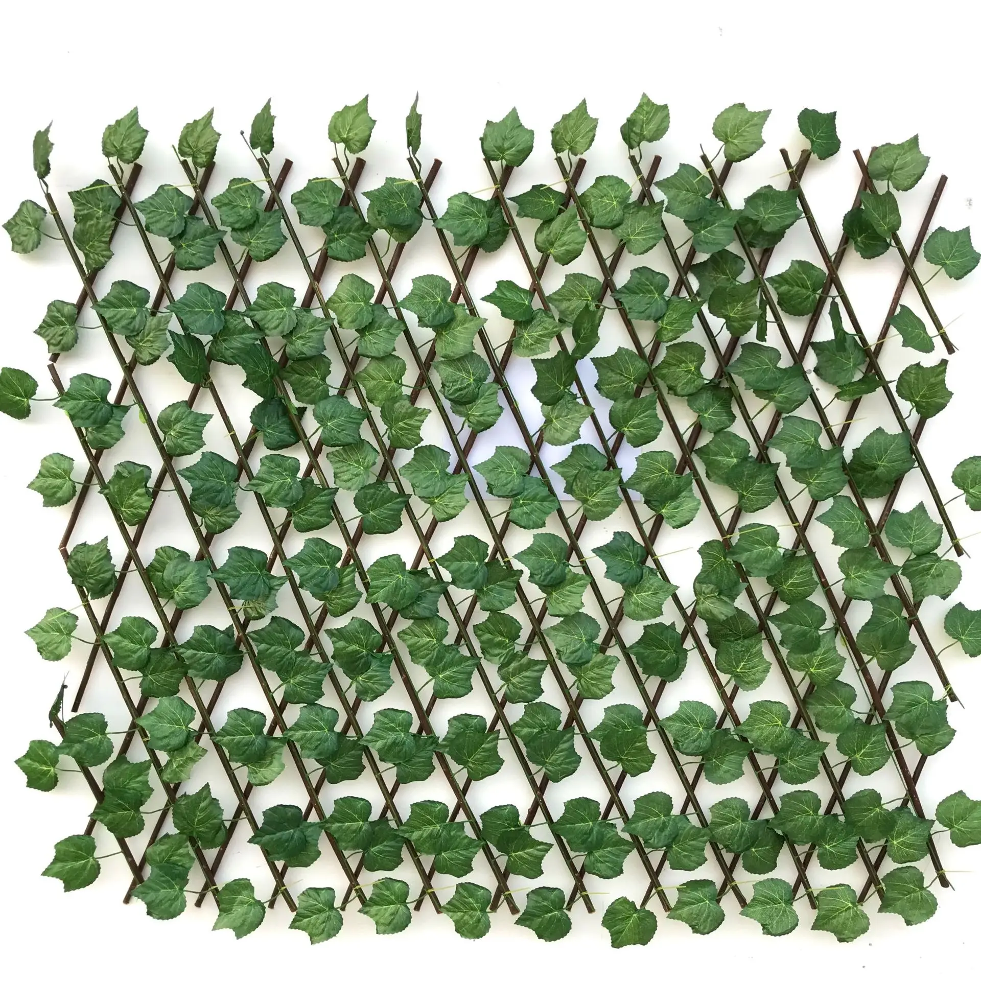 EG-G221 Artificial Garden Screening Trellis Expanding Wooden Willow Fence Ivy Plant Leaves