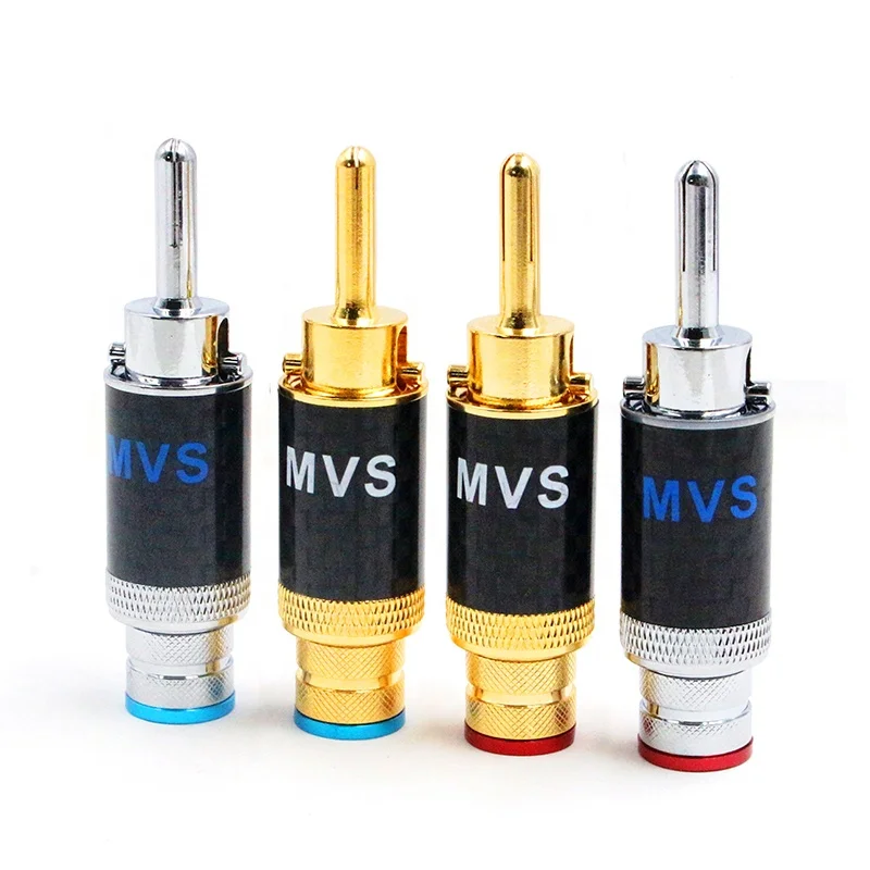 MVS pure copper gold-plated banana head Y pin plug welding-free audio amplifier terminal block speaker cable plug