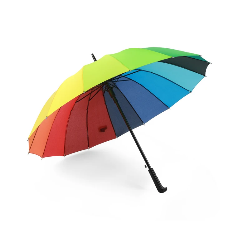Custom Logo Rain 16 Ribs Semi Auto Rainbow Umbrella Gift