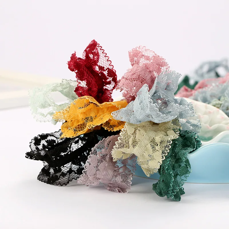 Stretch lace ribbon nylon spandex color stretch woven apparel headwear textile DIY decorative ribbon manufacturer