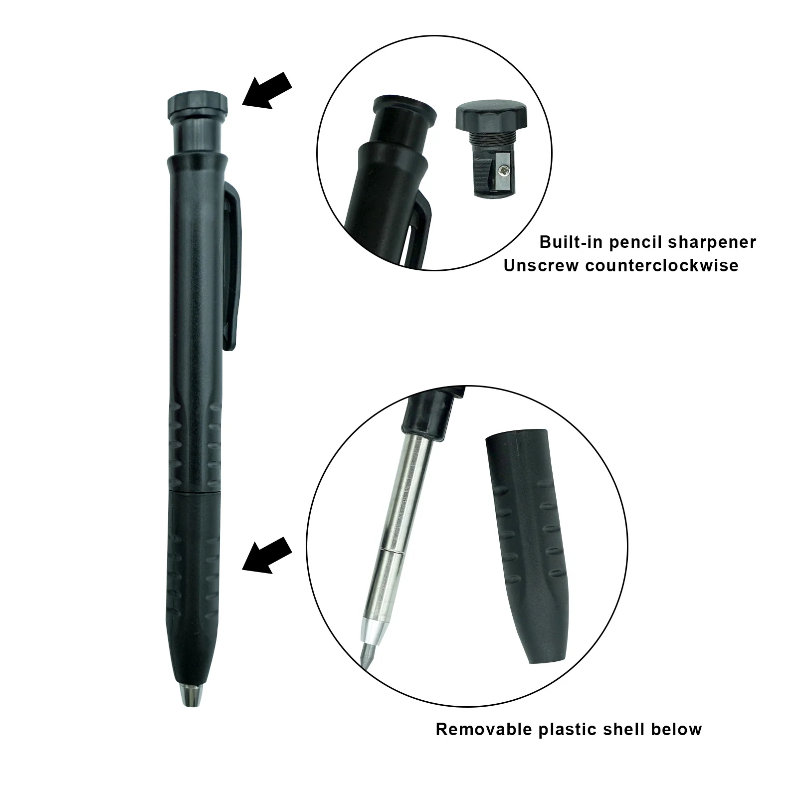 2023 New Design 2.8mm Mechanical Deep hole Marker  Carpentry Pencil with sharpener