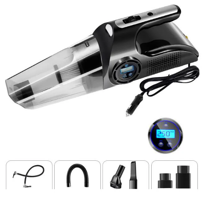 4 in 1 Handheld Car Vacuum cleaner with Tire Pressure Gauge, Car Inflator, 6000PA High Power Vacuum for Car Cleaning