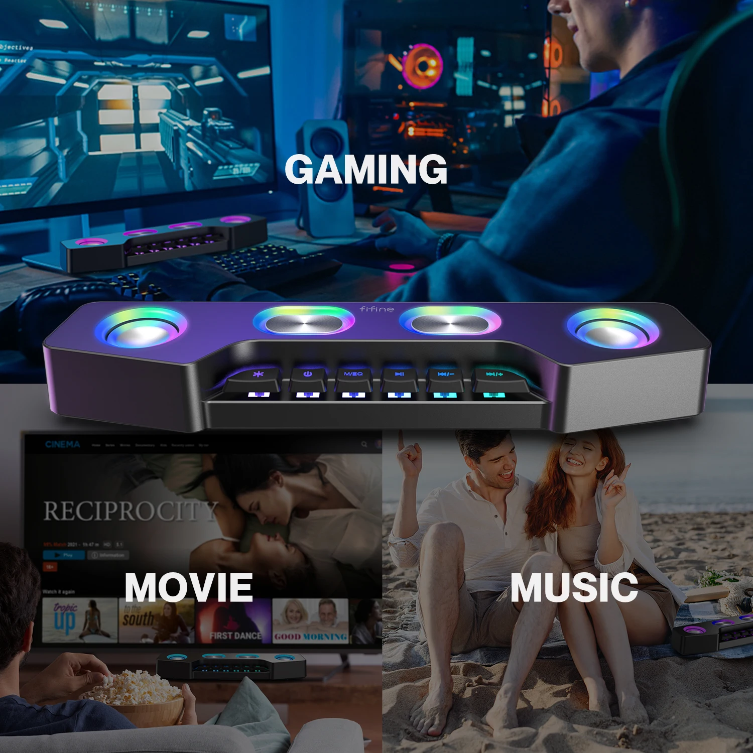 Высококачественный bluetooth-динамик Fifine A16 5 0 беспроводной RGB-динамик AUX игровой компьютерный