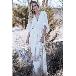 2022 одежда с длинным рукавом пляжные платья в богемном стиле женские с круглым вырезом с цветочным принтом длинное повседневное платье в богемном стиле с рукавами-кимоно