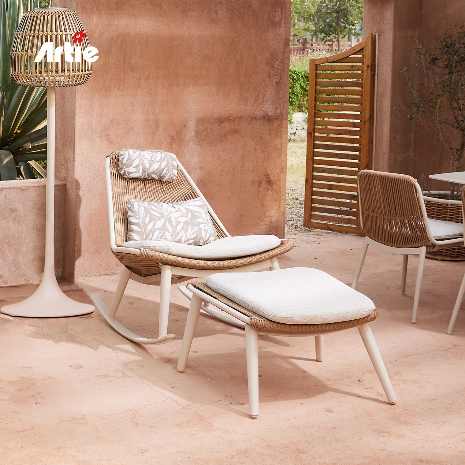 Artie Outdoor Furniture Villa Apartment Projects Customized Rocking Chairs  Rattan Balcony Furniture Outdoor Garden Sets