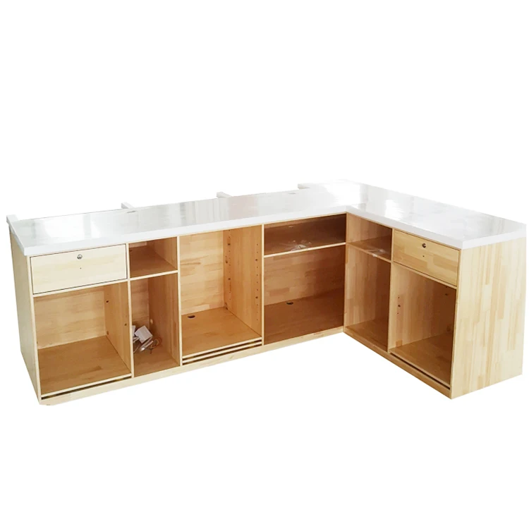 Wood Shop Table Desk Display Store Wooden Checkout Counter Design