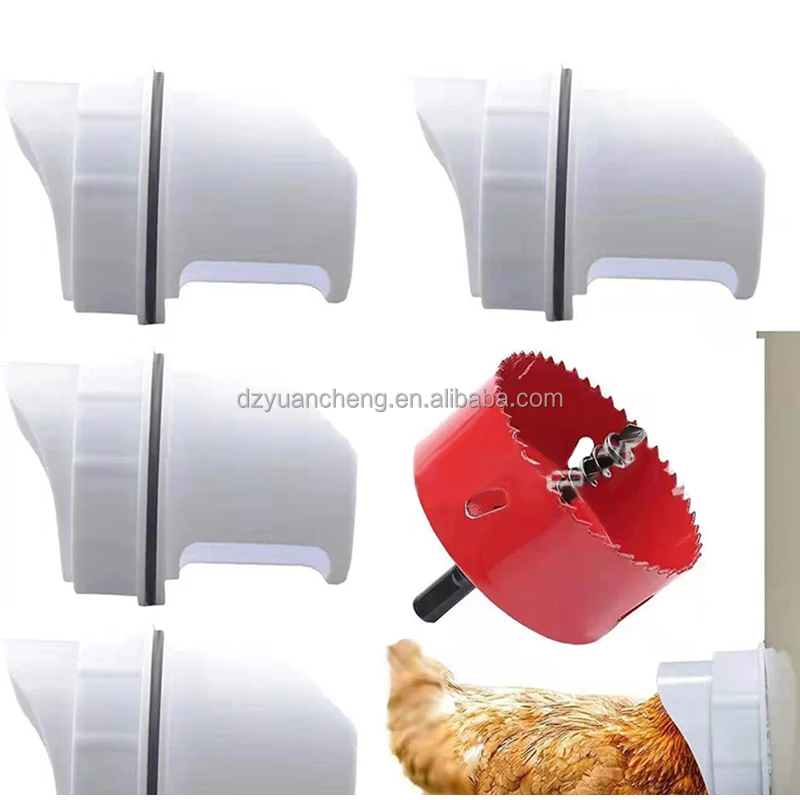 Chicken Feeder Port, Poultry Feeder with Rain Proof,DIY Gravity pro Feeders Kit for Buckets, Troughs, Barrels