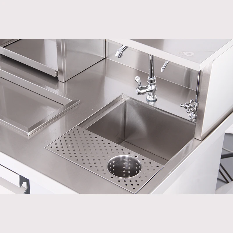 Customized All Set Bubble Tea Equipment Working Table Oem Stainless Steel Bubble Tea Refrigerate Counter Bar For Milk Tea Shop