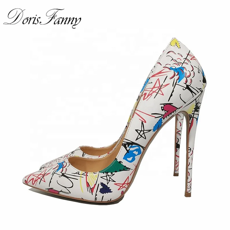 Women pump shoes beautiful sexy 12cm stiletto high heel footwear female pu leather ladies big size dress shoes