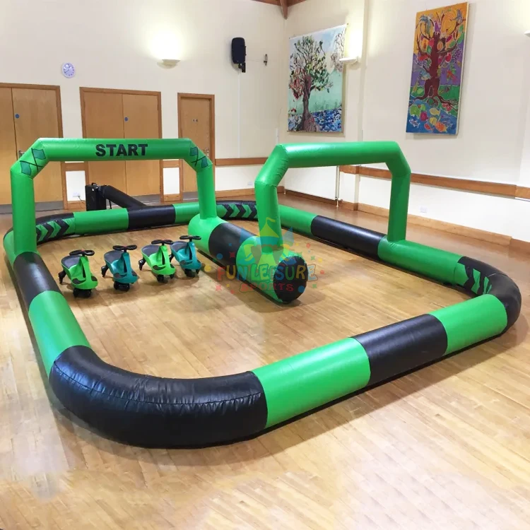 Outdoor carnival party portable air sports arena kart racing inflatable race track for sale