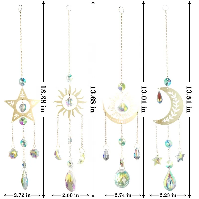Various Beautiful Shapes Healing Crystal Prism Wind Chime Natural Crystal Sun Catcher For Decoration