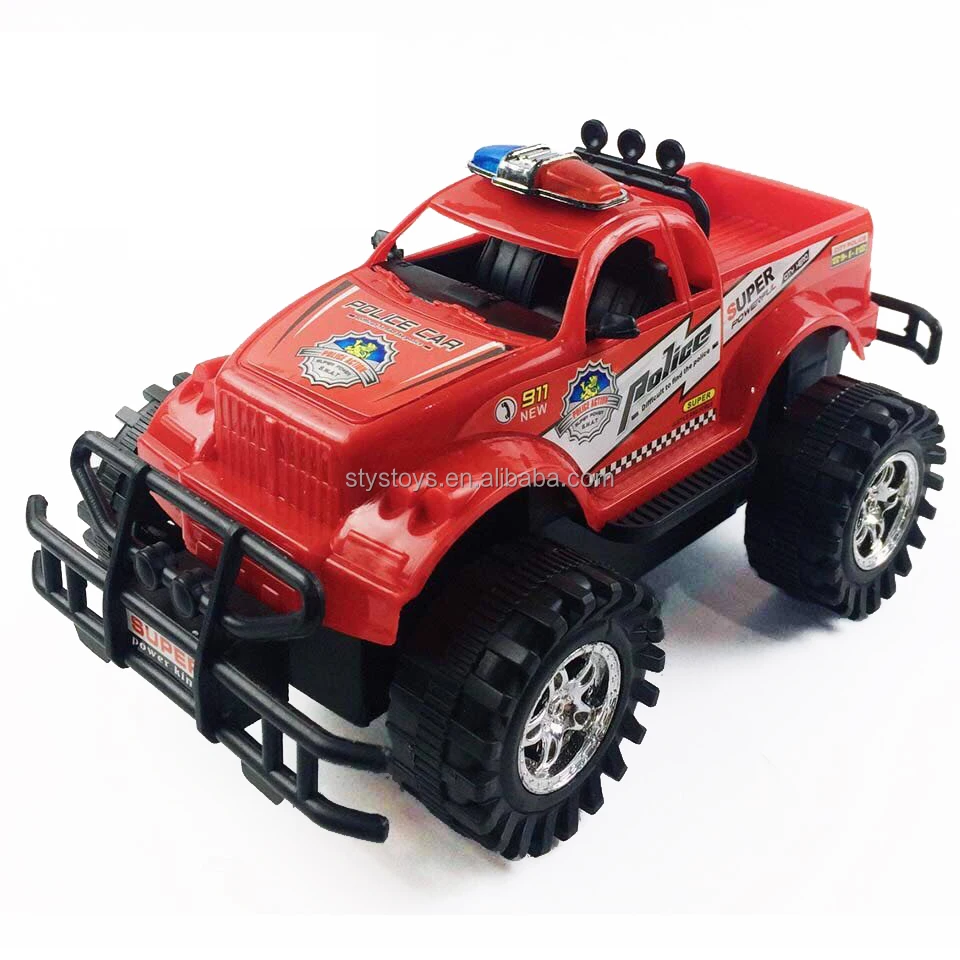 Cheap Pull Back Plastic City Police Car Vehicles Monster Truck Friction Powered Toy Cars