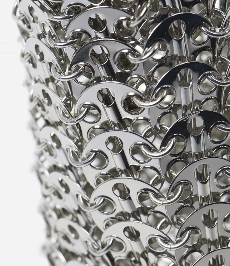 New Fashion Designer Bag Alloy Metal Material Weave Geometric Mini Open Pouch Bag for Women