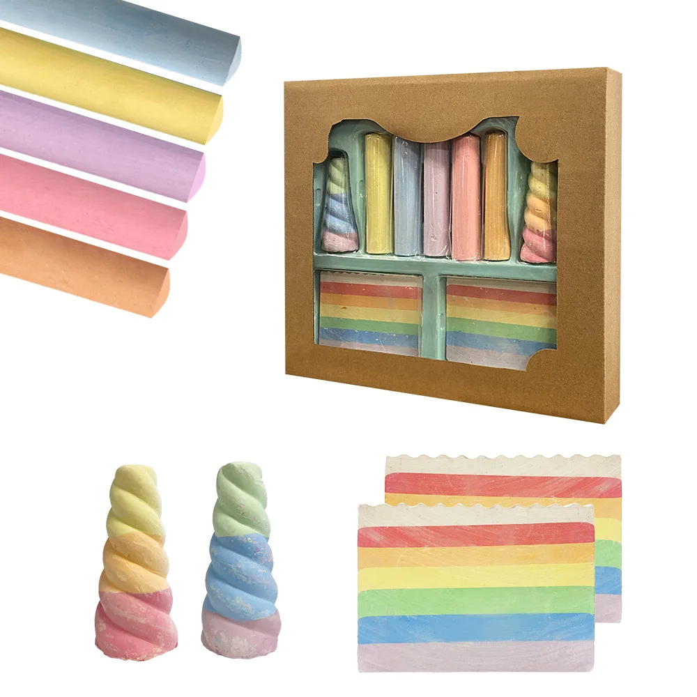 Wholesale unicorn Rainbow outdoor games play washable dust-free sidewalk chalk