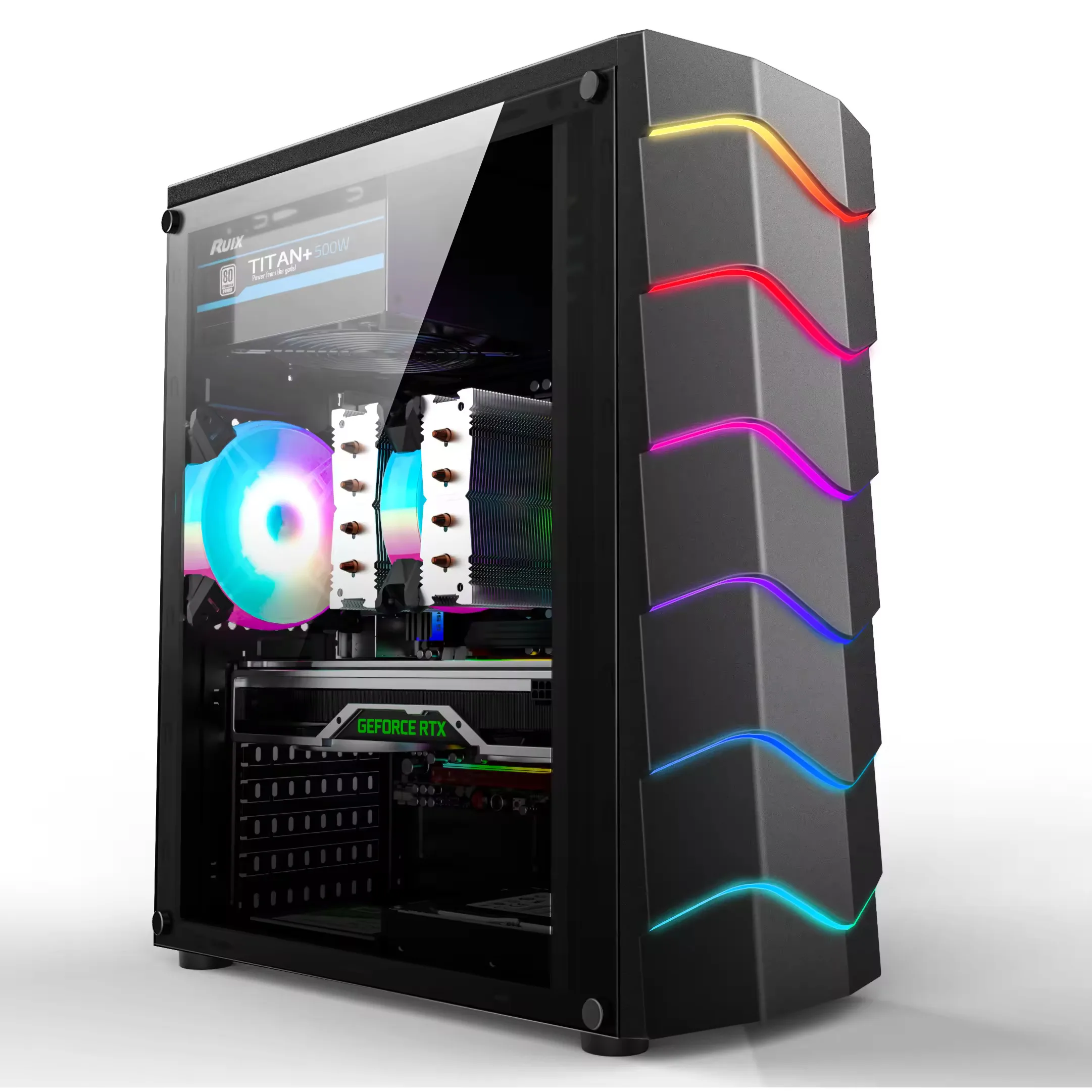 Popular Waves Black White PC Case Atx Acrylic Transparent Case Gaming Computer Cases Towers