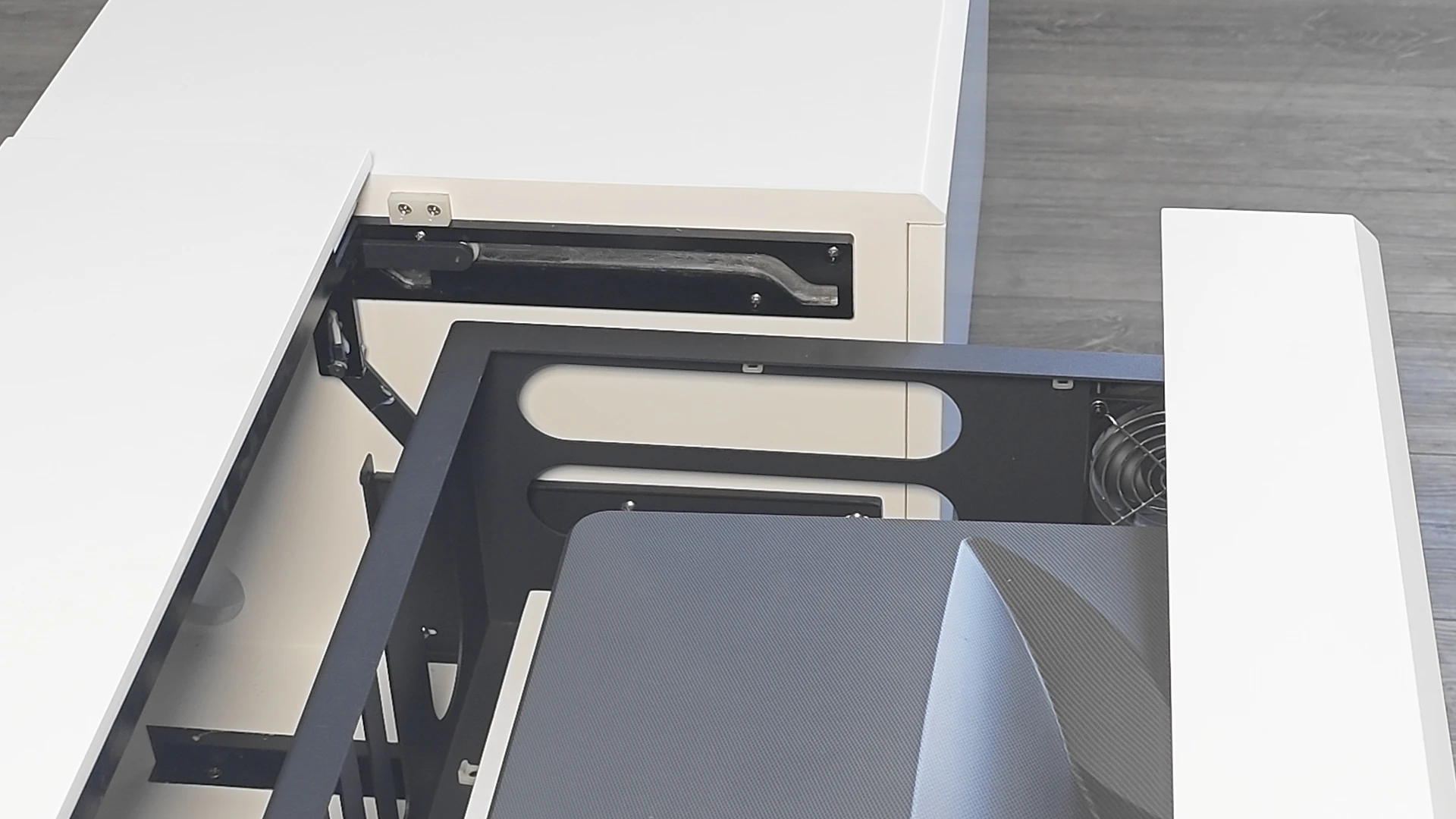 PerfecTisan motorised laser TV cabinet for ultra short projector integrated cabinet home cinema theatre cabinets white