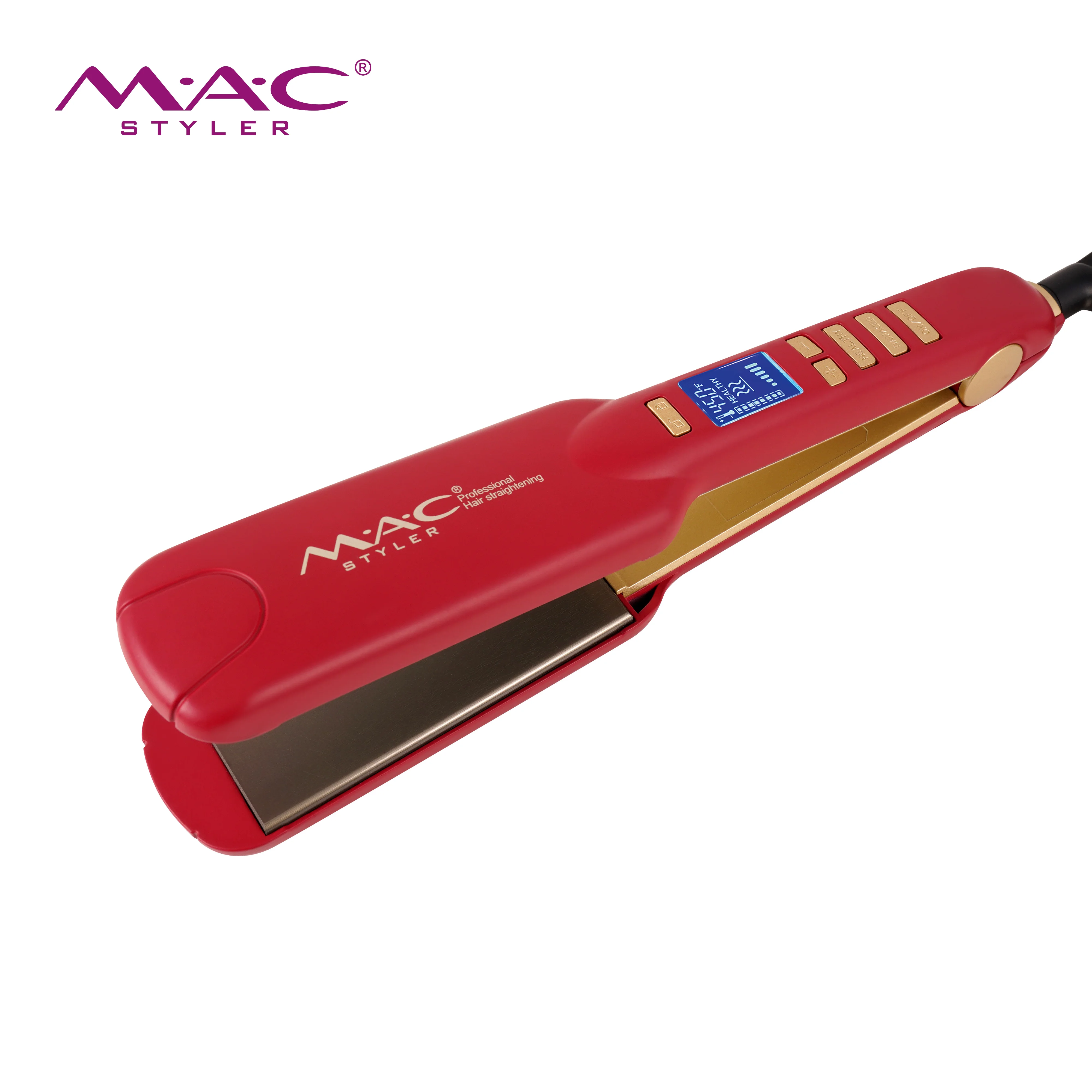 480F Planchas De Cabello Profesional  Titanium Mch Hair Irons  Lcd Wide Plate Hair Straightener Wholesale Flat Iron