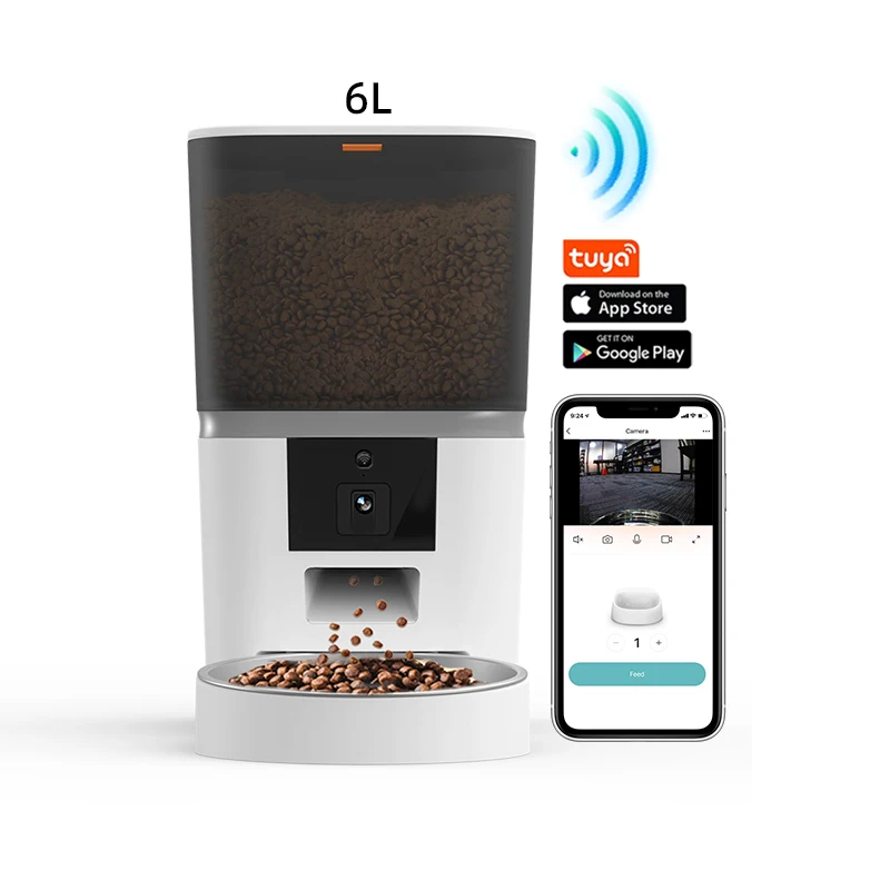 Eco-Friendly Smart Charged 480P Camera Pet Feeder Manual Feeding Food Stuck Alarm Dog Feeder WiFi Food Dispenser