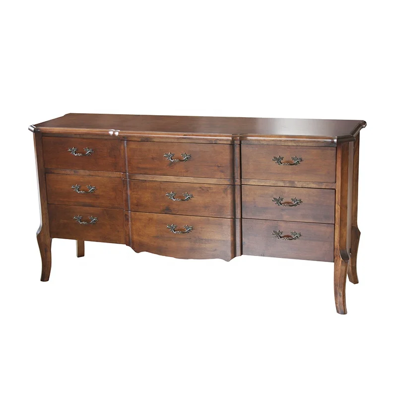 Antique style 9 drawers TV cabinet Chinese walnut colour solid wood home/hotel use sideboard (DT-974)