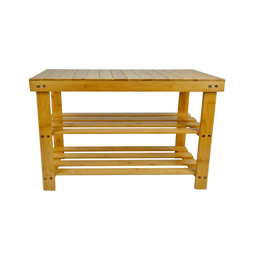 Factory direct bamboo multilayer bamboo shoe rack 3-Tier Bamboo Shelf Shoe rack bench