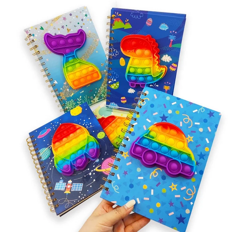Promotional Cheap Price Customizable 5 Subject Spiral Notebook Kraft Hardcover Notebooks with Silicone Cover