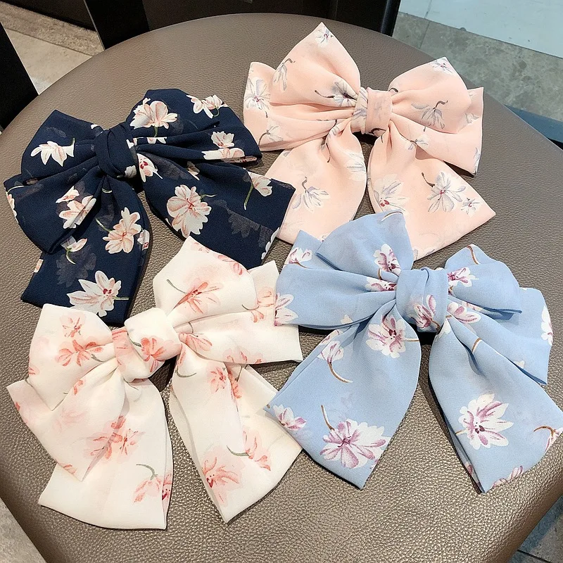 Bow Knot Sweet Fabric Hair Clip Ladies Back Head Duckbill Hair Accessories For Women Small Floral Hair Claw
