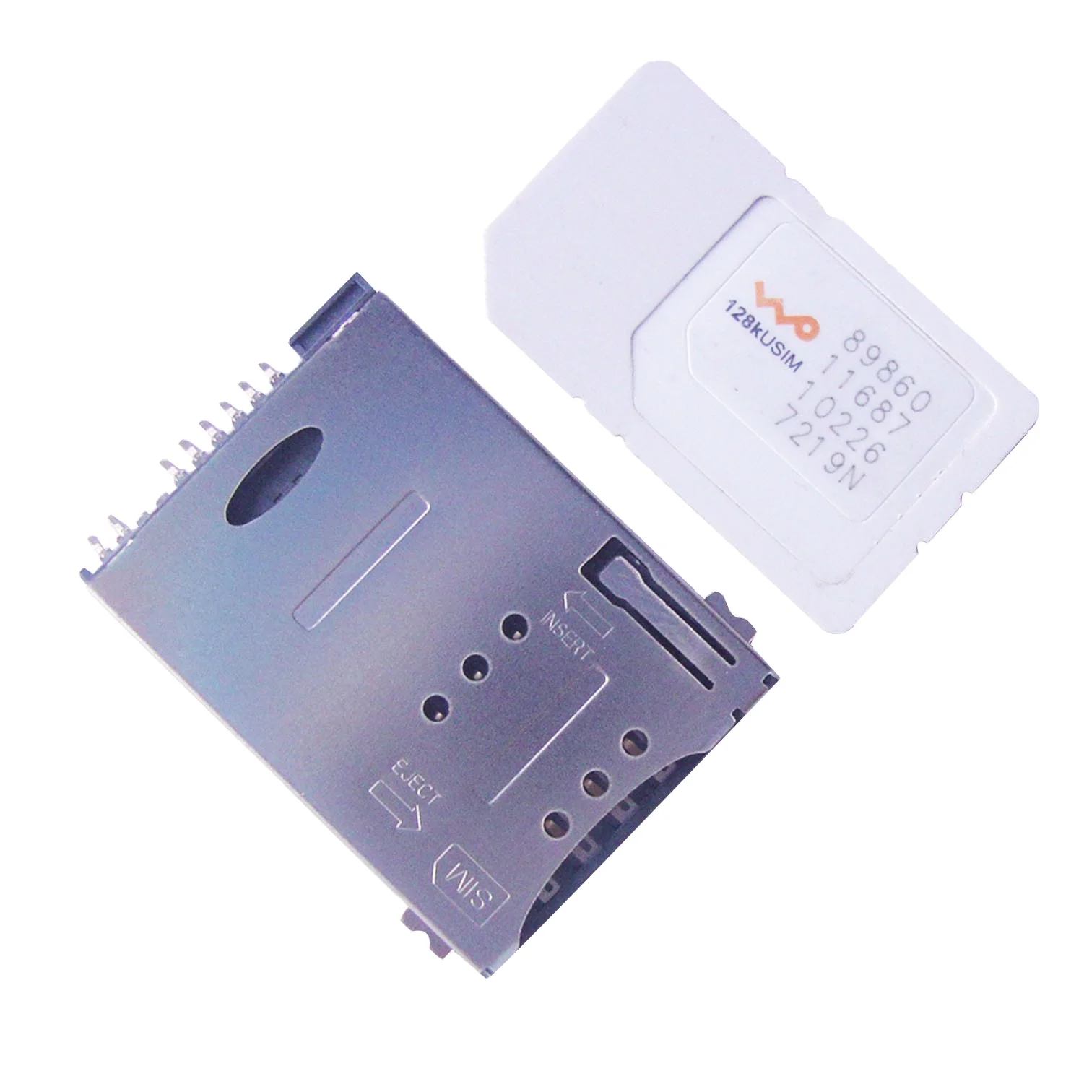 6  or  8 Pin sim card reader connector smt type with eject push type