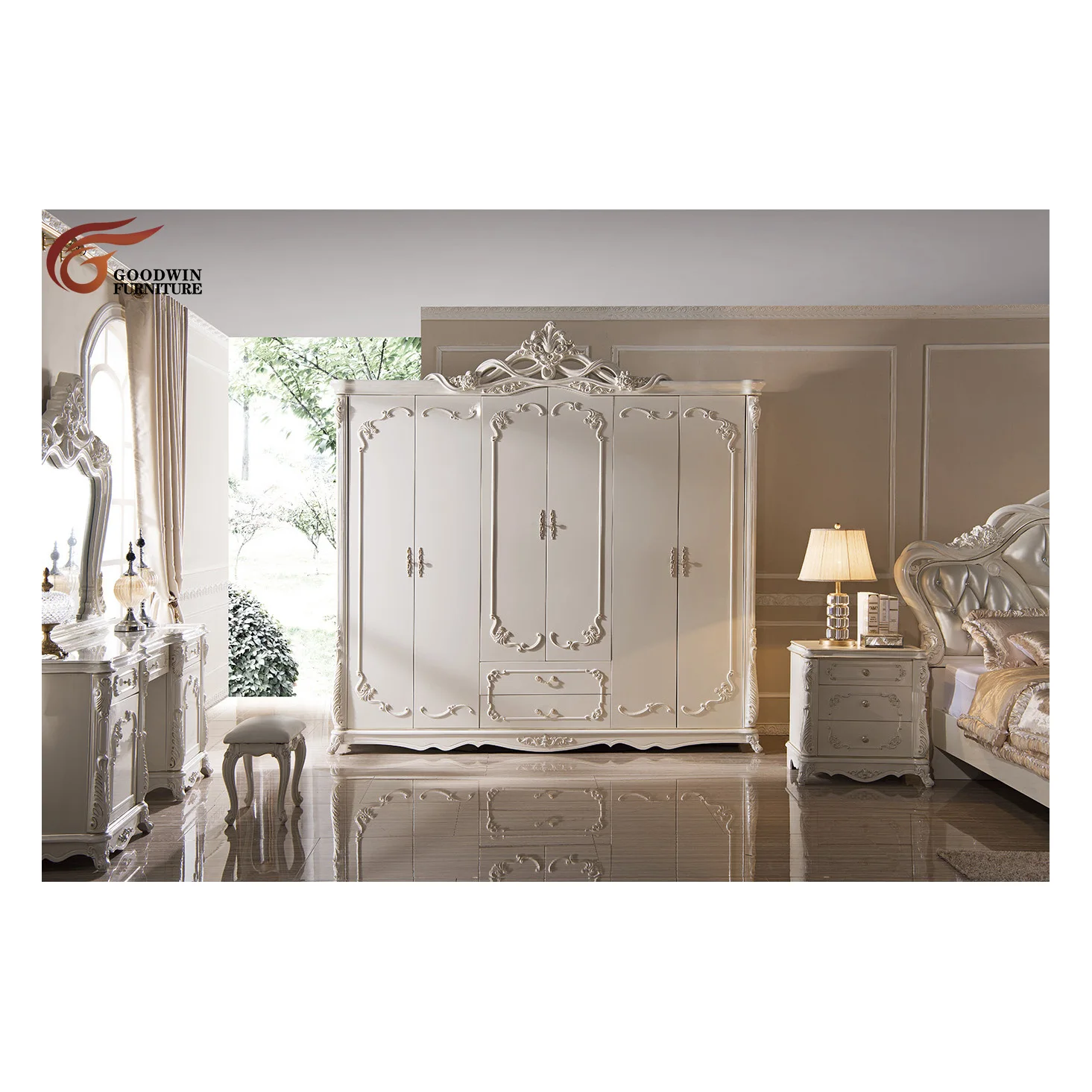 Goodwin Cheap Price Wooden House Bedroom Furniture Bedroom Accessories 6 door wardrobe GD31