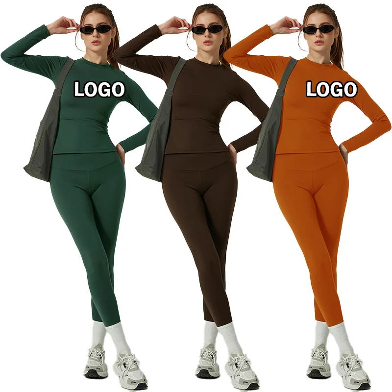 Custom Logo Quick Drying Breathable Yoga Gym Leggings Sets Woman Activewear Fitness Crop Top Leggings Set for Women