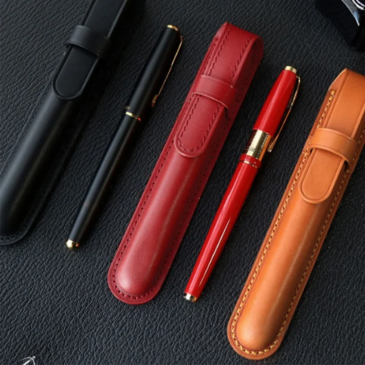 2024 New arrival zipper pen bag pencil case pouch fashion leather large pencil case with stationery   pen case organizers
