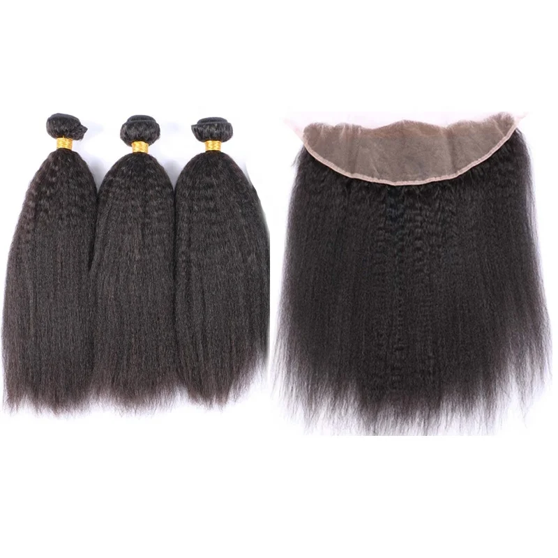 Wholesale Kinky Straight Hair bundles Cuticle Aligned Yaki Hair Bundles Virgin Brazilian Human Hair Bundles