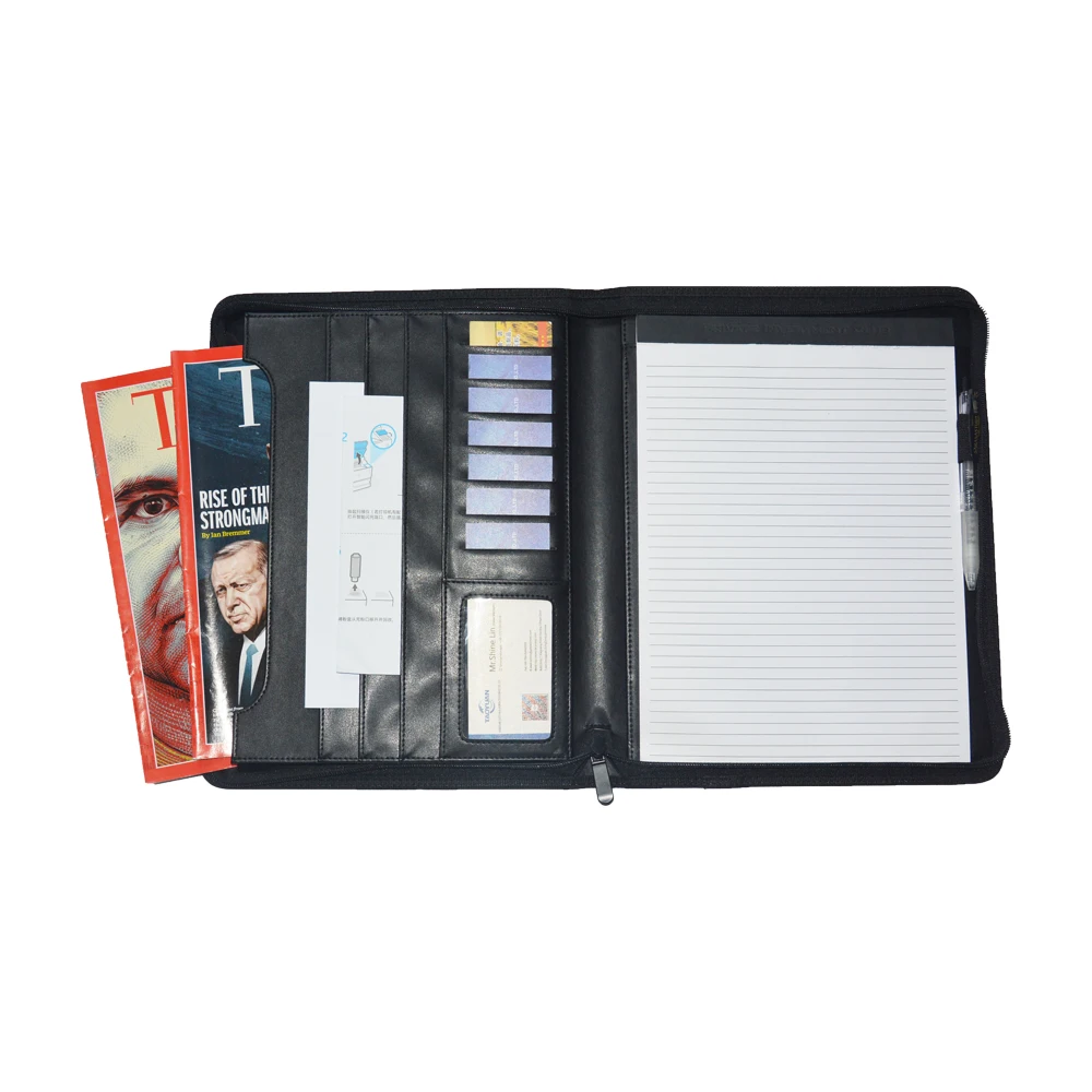 Taoyuan PU Leather A4 Presentation Folder,Business Padfolio Organizer with Zipper for Filing Products