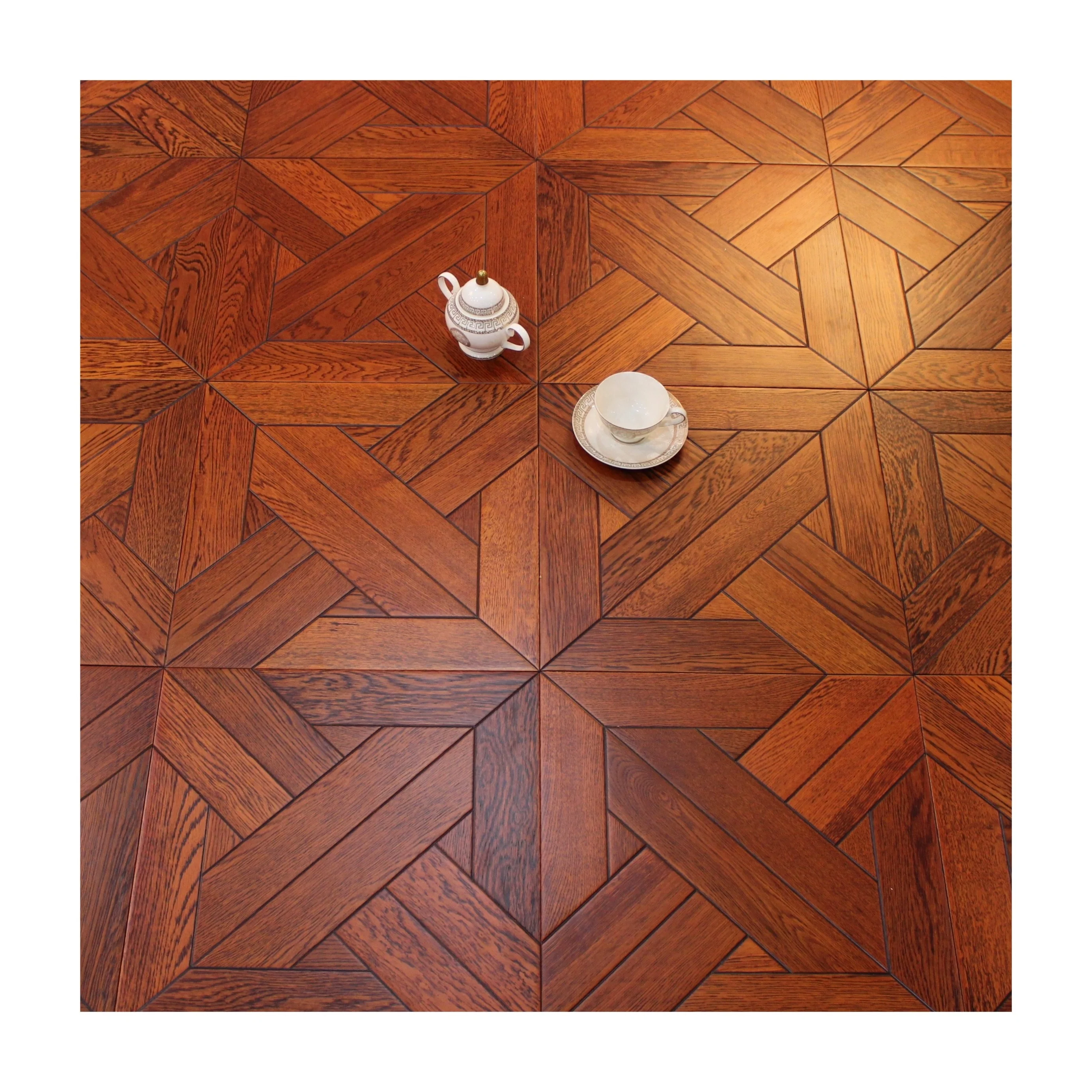American Oak Black Brown  Inlay Art Parquet Flooring