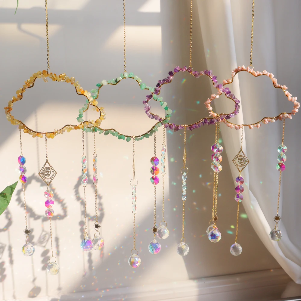 Wholesale Sun Catcher High Quality Natural Crystal Clouds Amethyst Rose Quartz Suncatchers