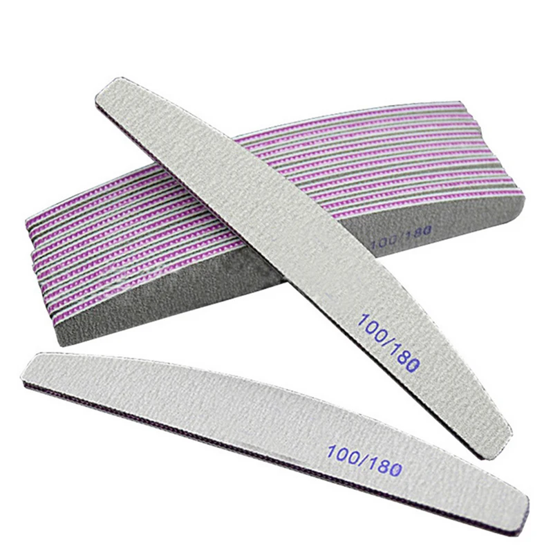 Nail Art Sanding Buffer Files 100/180 Grits Half Moon Nail File Grinding Polishing Manicure Accessories Tools