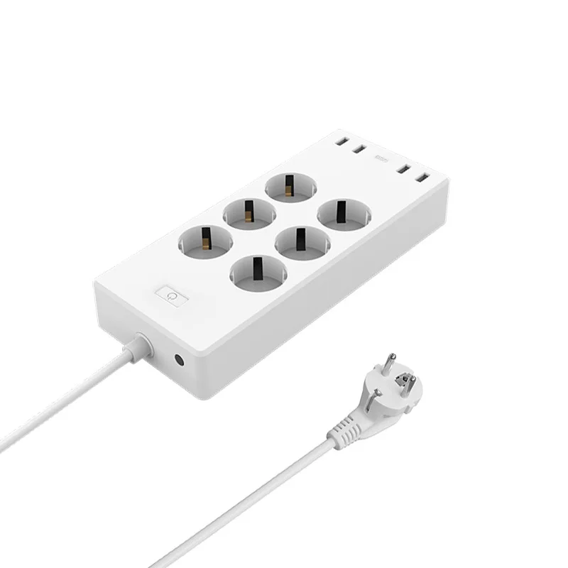 ЕС интеллигентая (ый) разъем питания с 6 розетками и 4 USB портами Умный домашний контроль коммутатор для мобильного телефона удаленное управление помощью