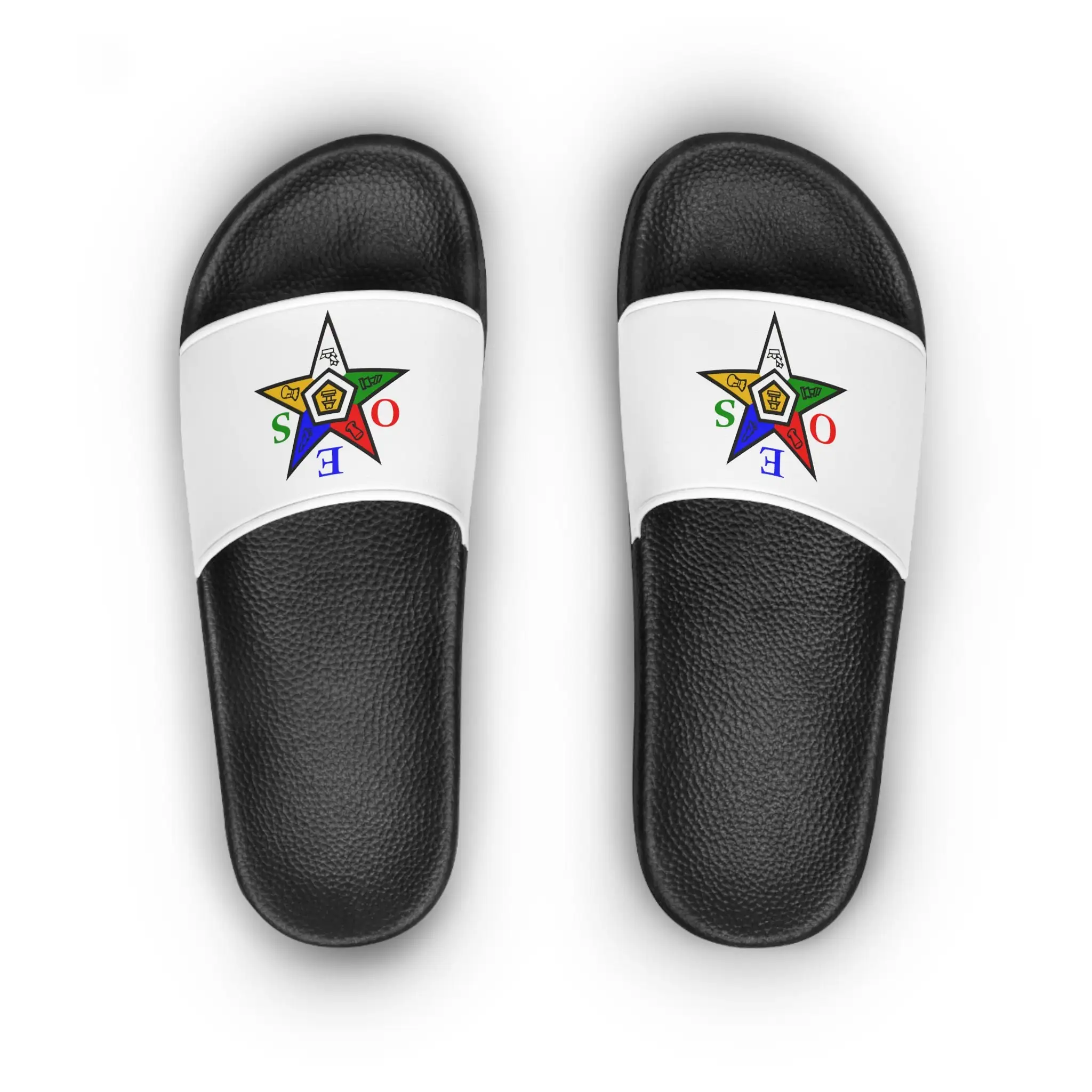 Outsole Flat Slide Sandals Girls Pvc slippers Oem Custom Slippers Eastern Star Slides Heroines of Masonic Order Logo Footwear
