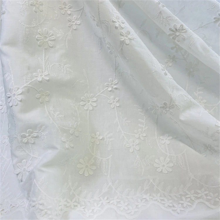 Wholesale Poplin Home Textile Fabric For T-Shirt Flowers Jacquard Fabric 100% Cotton Lace Fabric