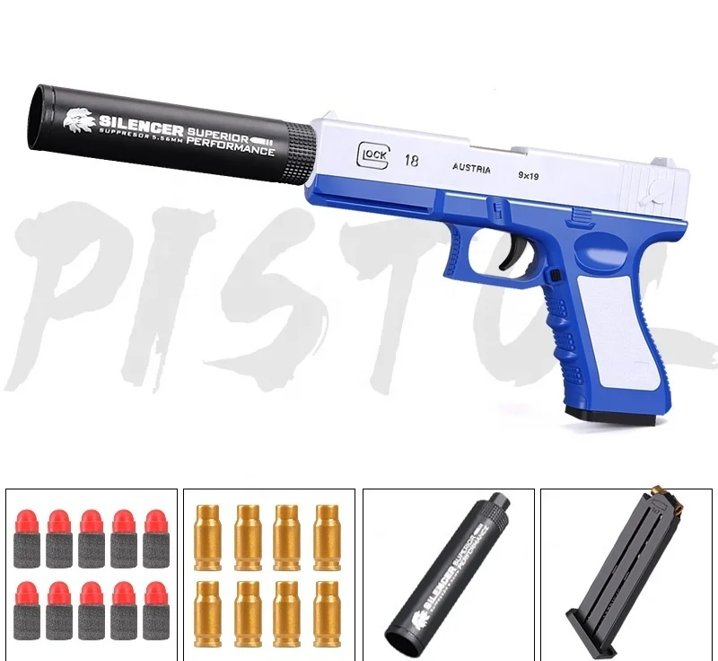 Best selling mini real toy guns for boys kids soft bullet shell ejecting plastic set with soft foam bullets