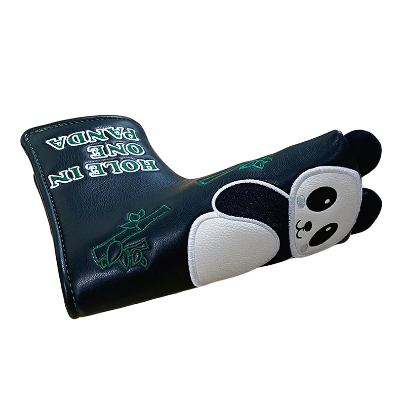 Golf Putter Cover Cute Panda Golf Headcover Magic Tape For Mallet Blade Putter Synthetic Leather Golf Club Head Protector