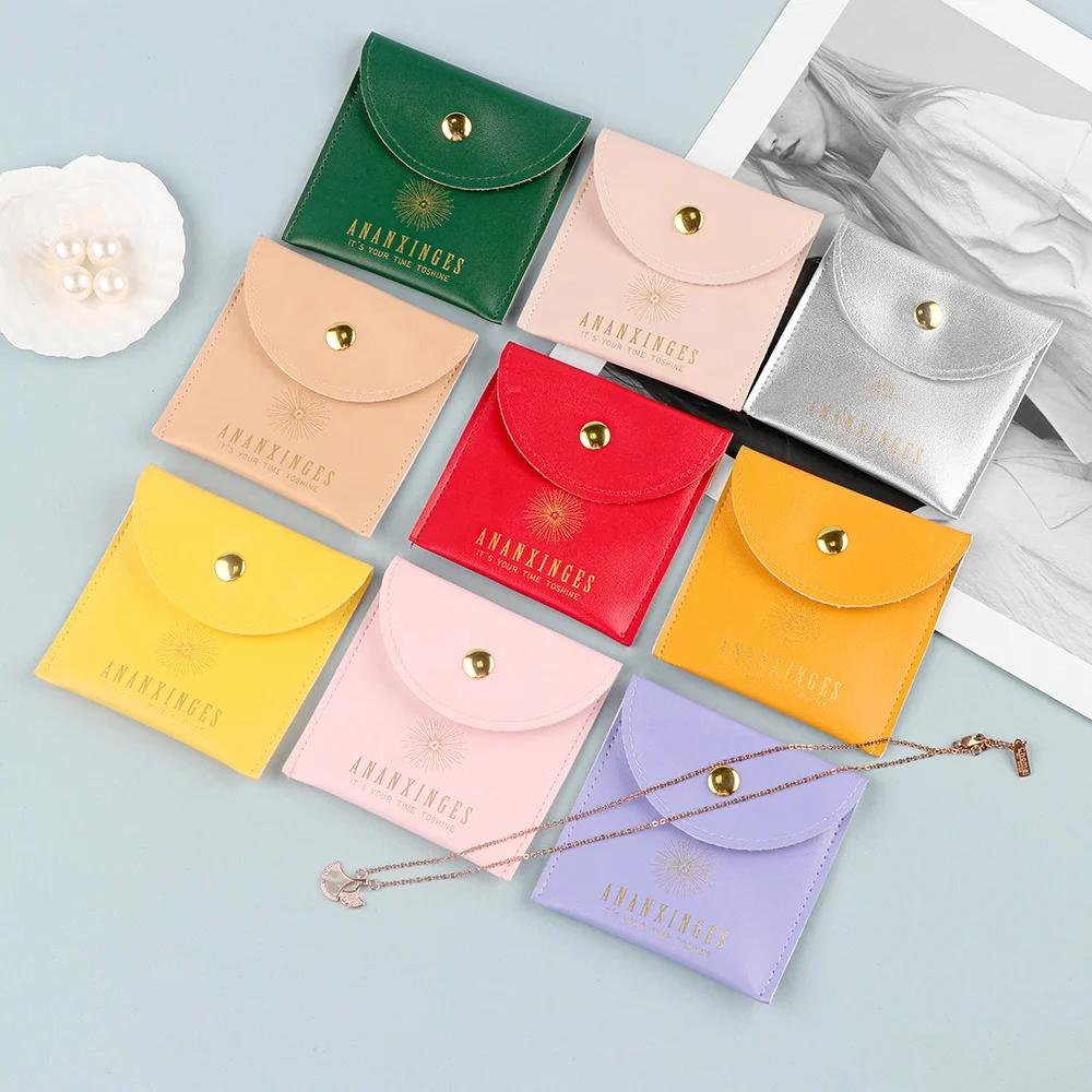 customize jewelry box packaging luxury earrings and necklace leather coin bag wallet pouch purse keychain jewelry leather pouch